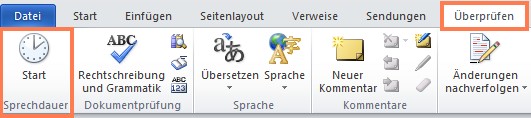 Menüband Register Überprüfen